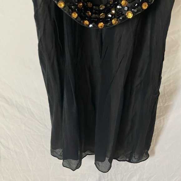 Banana Republic:Black Sheer top layer with cream liner-Jeweled belt- elastic- 6 - Picture 5 of 16